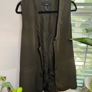 Forever 21 Army Green M Sleeveless Blazer